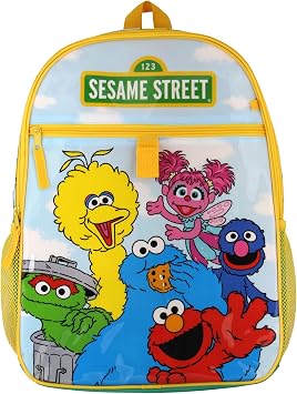 INTIMO Sesame Street Group Cookie Monster Elmo Big Bird 5 PC Mega Set Backpack Lunch Box Pencil Pouch Waterbottle Stickers 16