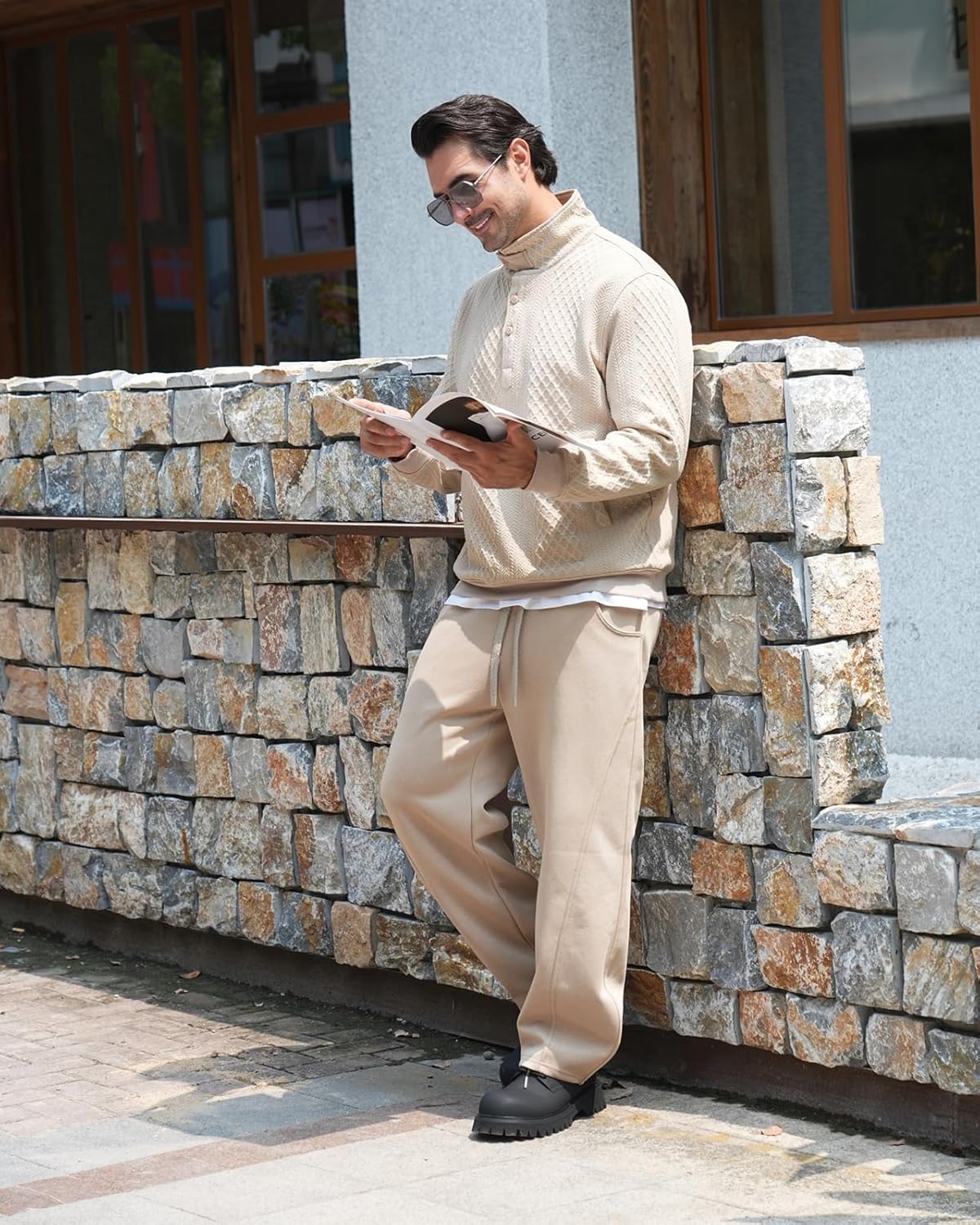 CANGHPGIN Mens Baggy Sweatpants Wide Leg Cotton Sweat Pants for Men Lounge Pant with Pockets - Image 9