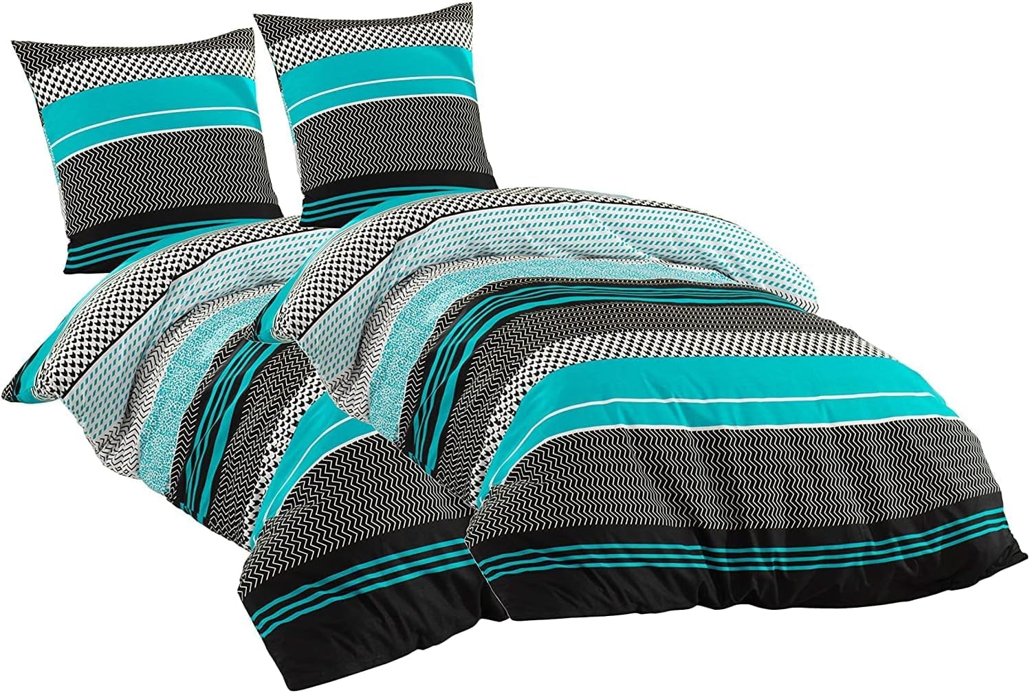 Linge de lit 4 pièces en coton Sentidos turquoise avec 2 housses 135x200