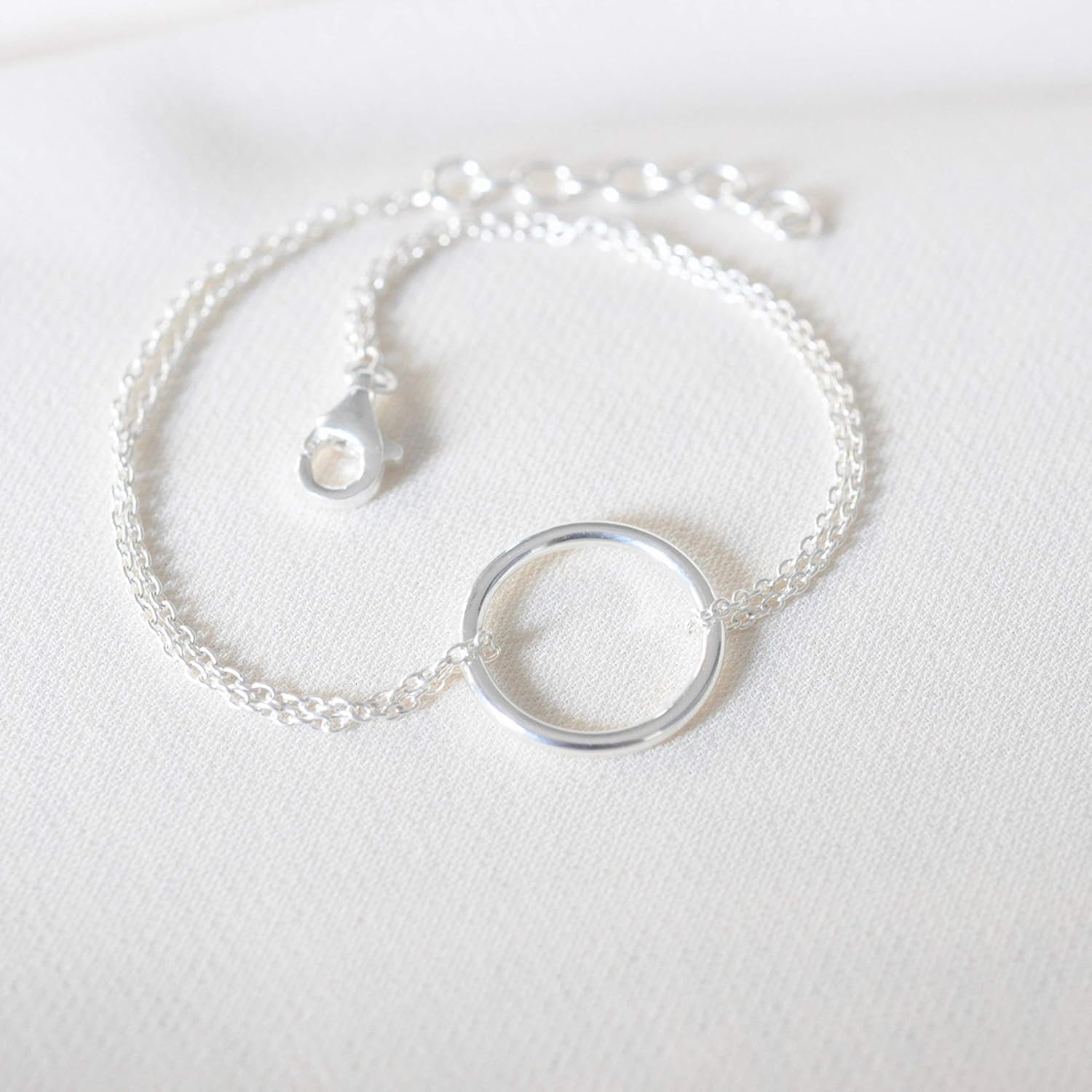 Open Circle Karma Bracelet in Sterling Silver 925 - Image 7