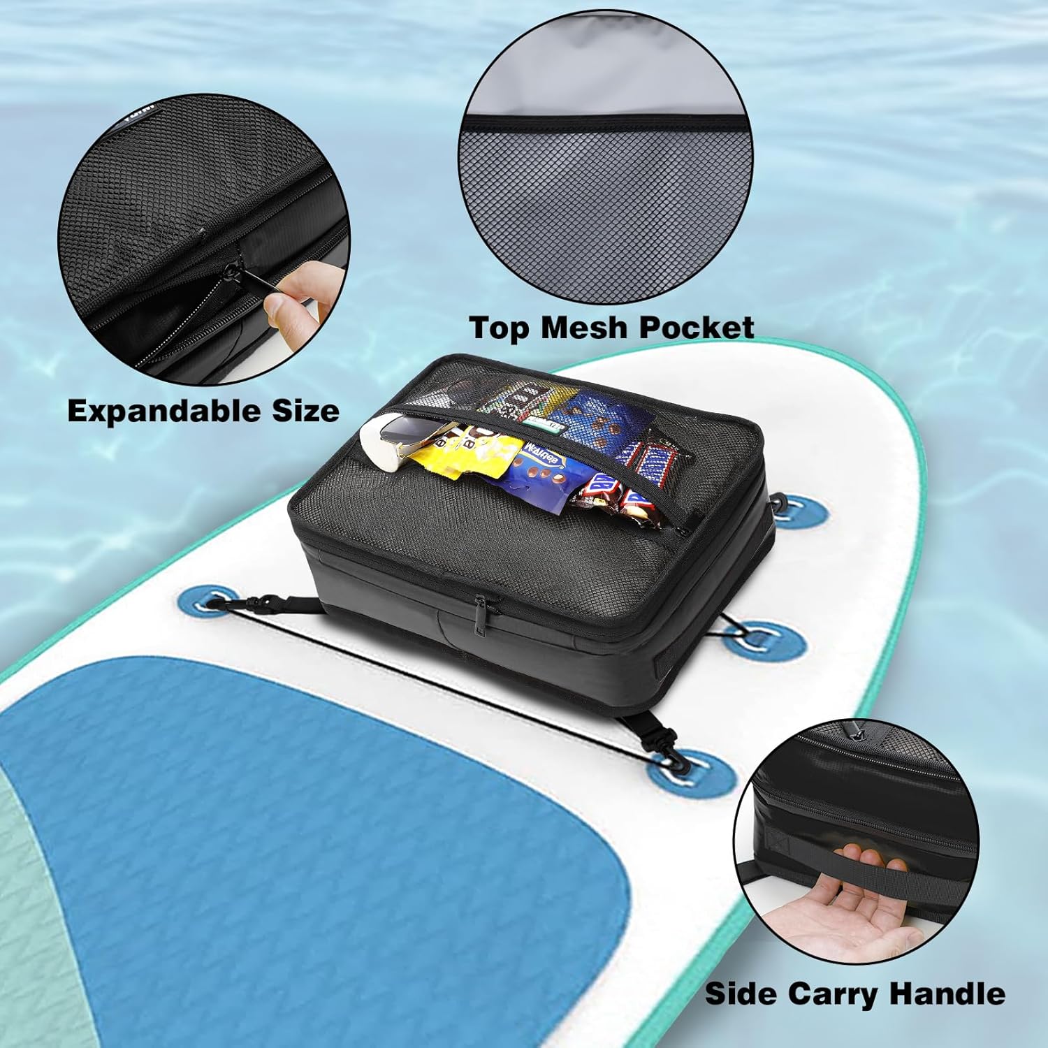 Paddle Board Cooler Bag, Waterproof Surf Sup Deck Cooler Bag Insulated Leakproof 10 Cans, Sup Paddle Board Accessories Bag for Stand Up Paddleboard and Kayak