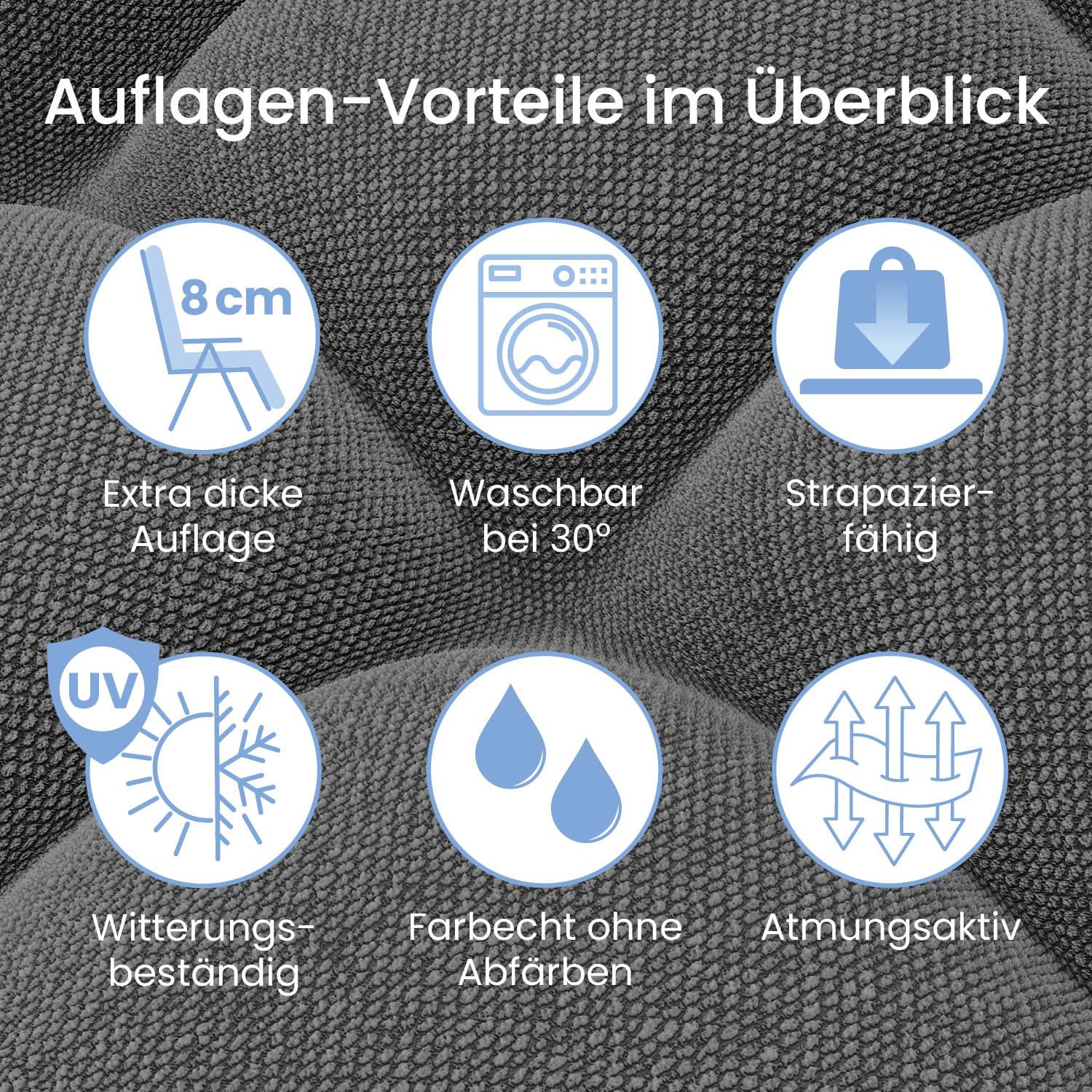 ELONEO Liegestuhl klappbar inkl. Premium Polster, Sonnenliege wetterfest mit 200 kg Belastbarkeit, Gartenstuhl extra breit, Gartenliege mit Verstellbarer Rückenlehne, Nackenkissen und Getränkehalter