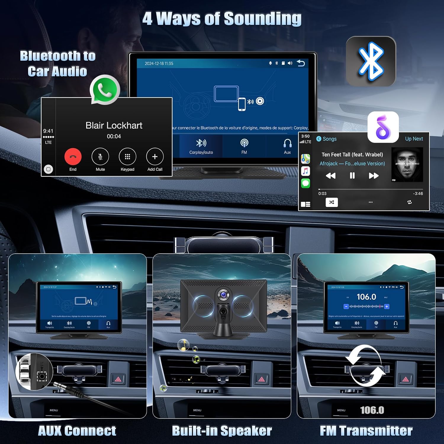 Four ways of sounding for SIXWIN Portable Car Stereo