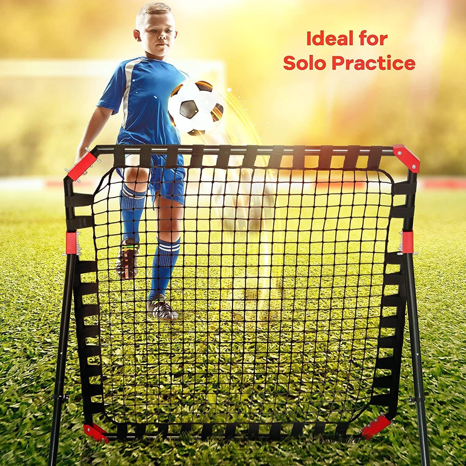 Net Playz Easy Playz Portable Soccer Rebounder, 4 Ft x 4 Ft, Easy Set Up, Sturdy Metal Tube, with Quick Folding Design, No Assembly Needed! Multi Angle Adjustment, Carry Bag Included