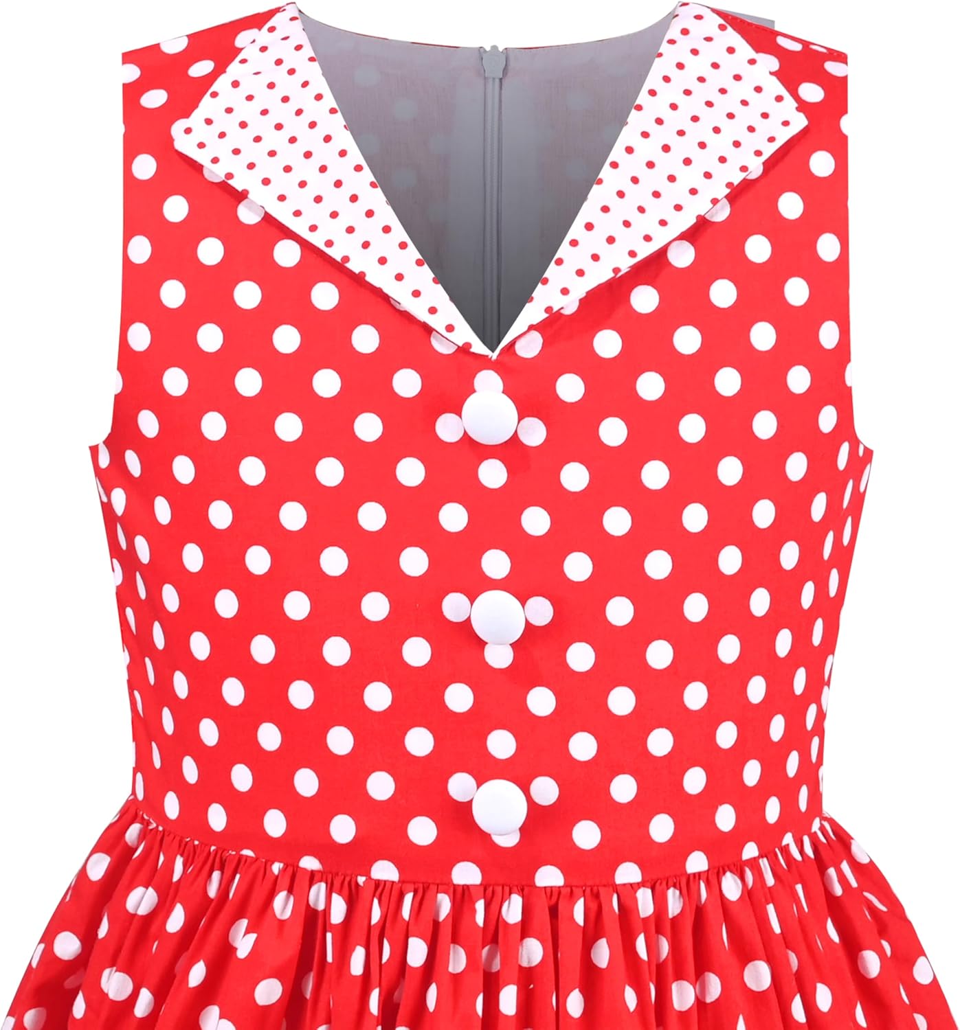 Sunny Fashion Girls Dress Blue Polka Dot Pocket Pleated Summer Sleeveless Cotton