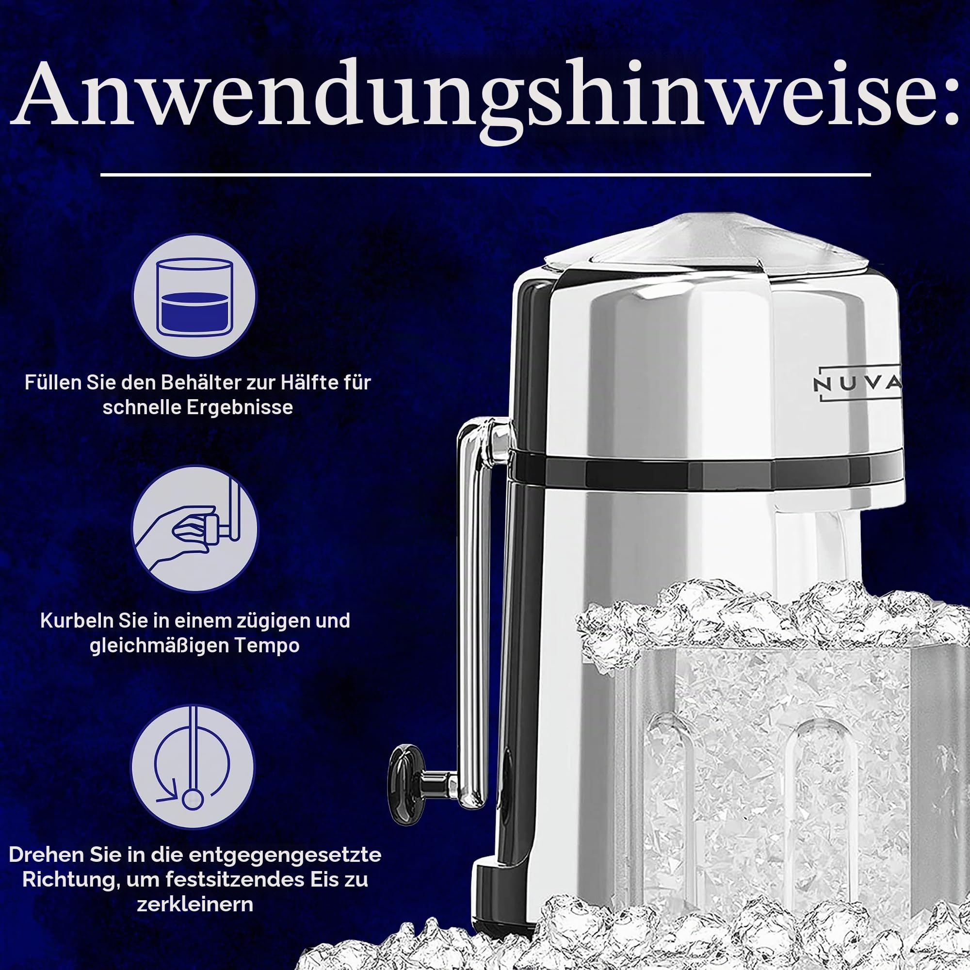 Nuvantee Eiszerkleinerer aus rostfreier Zinklegierung, Verchromte Oberfläche