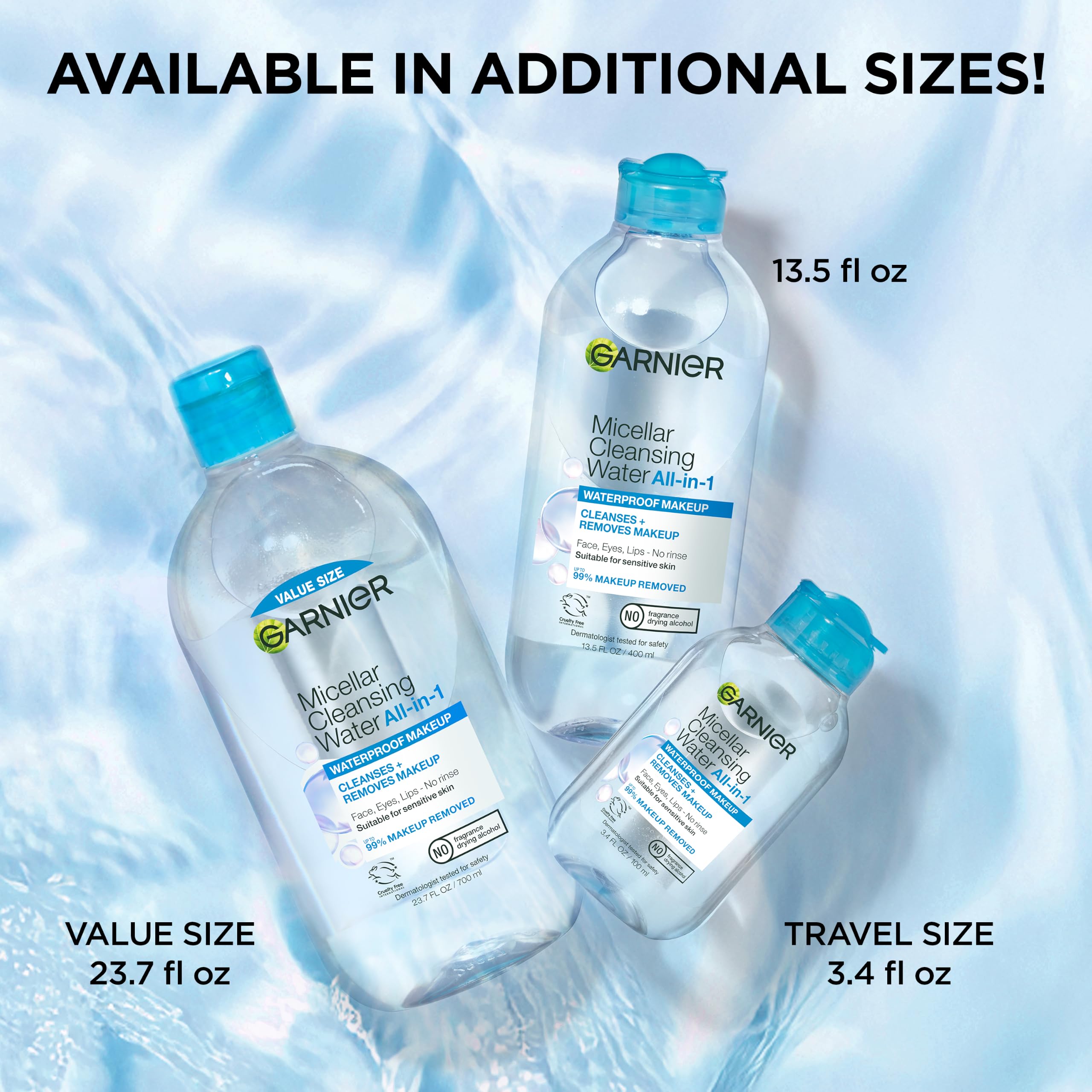 Garnier SkinActive Micellar Water For Waterproof Makeup, Facial Cleanser & Makeup Remover, 13.5 Fl Oz (400mL), 1 Count (Packaging May Vary) — Amazon image 8