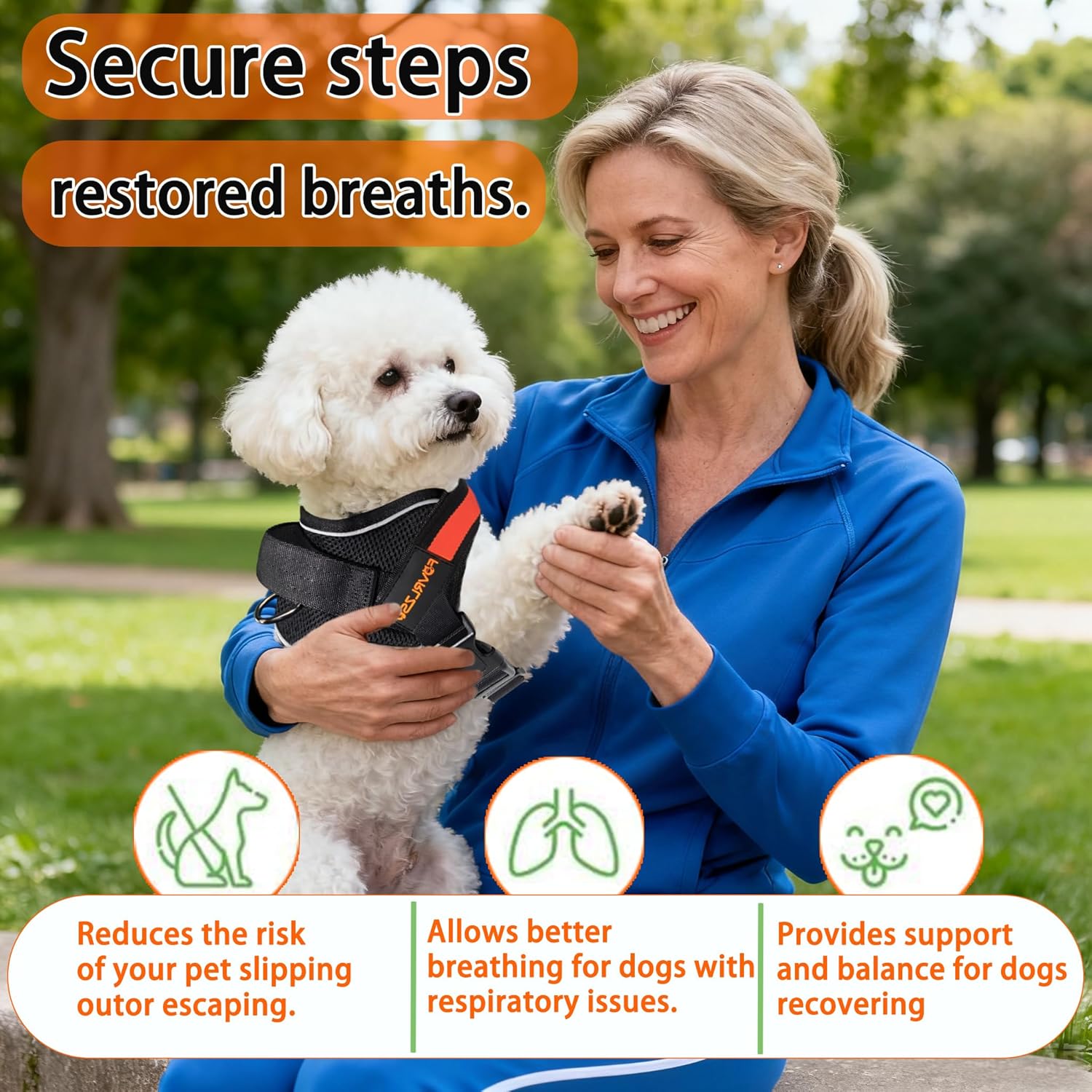 FOVRLZSE No-Pull Dog Harness (Medium Size), Breathable Reflective Dog Harness for Medium Dogs (16-35 lbs), Adjustable Vest for French Bulldog/Bulldog/Cocker Spaniel Walking Running