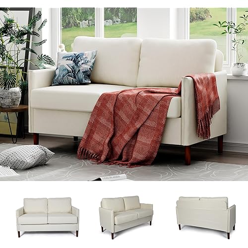 Loveseat Sofa, 52” Small Couch for Living Room, 2 Seater Love Seats Couch for Bedroom, Home Office, Small Space, Beige