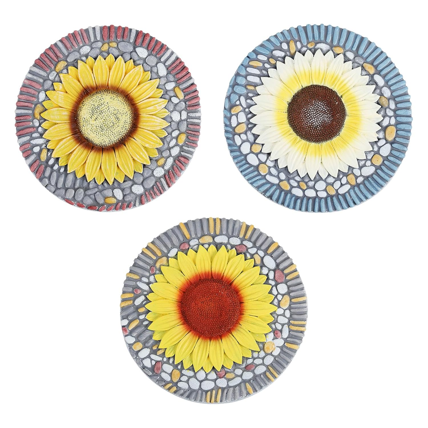 LIANTRAL 3 Pack Stepping Stone Outdoor Garden, Sunflower Step Stones