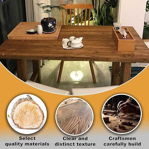 Miniatura 3 de Mesa de comedor contemporánea de madera maciza, escritorio rectangular, adecuada para 6 personas, para cenas, fiestas, cafeterías, restaurantes