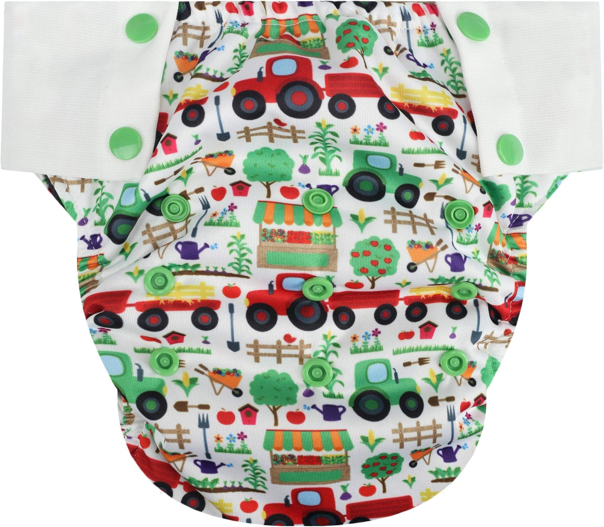 HappyEndings Big Kid Pull On Reusable Cloth Diapers/Training Pants Special Needs (Large, (Fits 45-65 Pounds), Tractors)