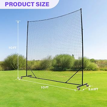 Heavy Duty Backstop Net System with Posts for Backyard Sports