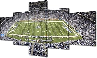 TUMOVO Lions Sports Stadium Painting for Living Room Ford Field, Lambeau Field Decoration HD Prints on Canvas American Football Artwork Giclee Stretched and Frame 5 Panels Ready to Hang, 50" Wx24 H