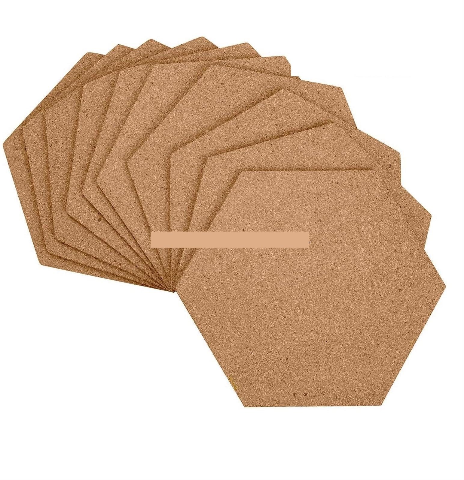 Lavagna In Sughero Autoadesiva Per Ufficio | Piastrelle for ufficio, casa, legno, sfondo fotografico, adesivi esagonali, bacheche for disegno di messaggi da parete(16pcs)