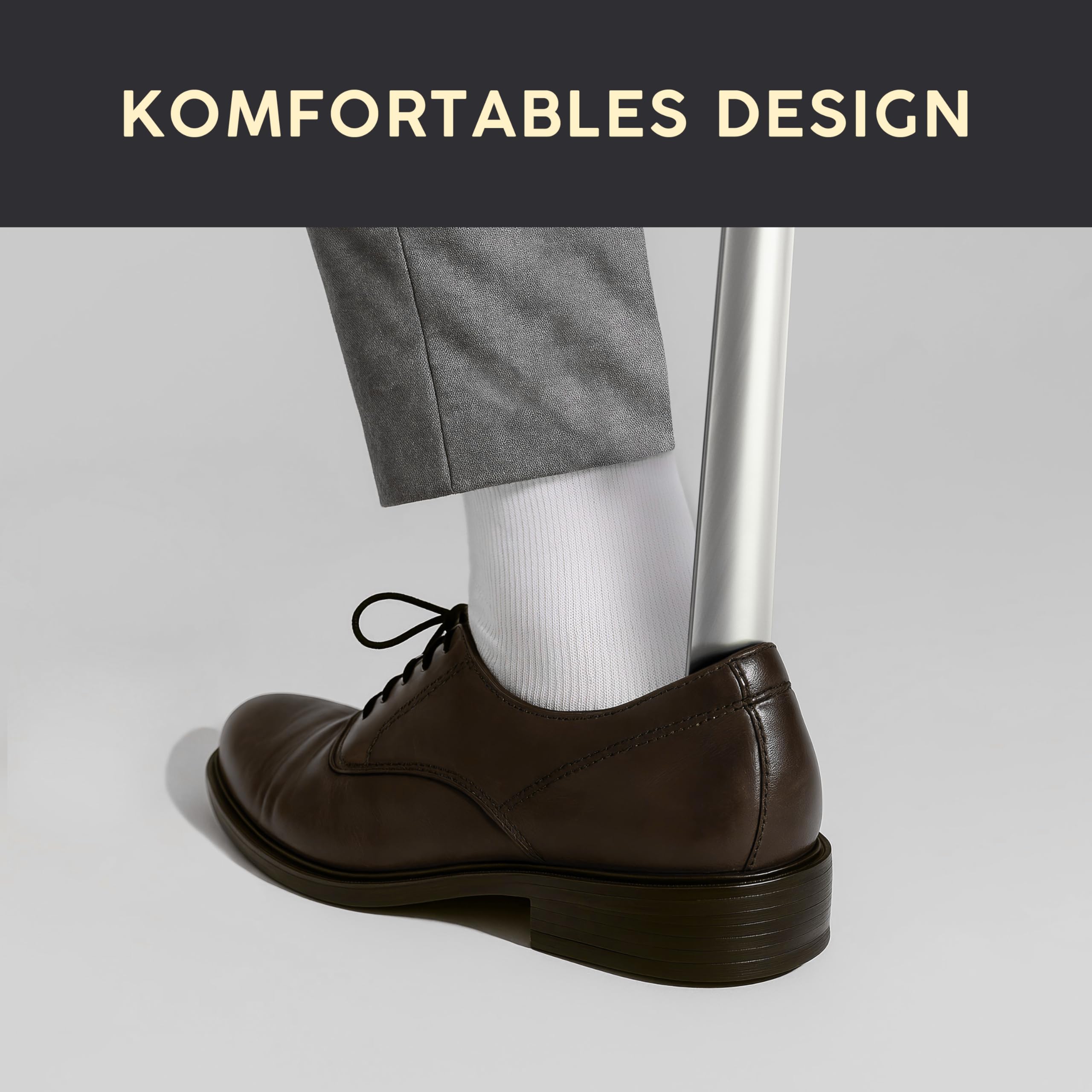 Walking Line® Premium łyżka do butów, długość 44 cm, bardzo stabilna, ze szczotkowanej stali nierdzewnej, długa, metalowa łyżka, długa łyżeczka do butów, długa metalowa łyżka do butów, długa łyżka do