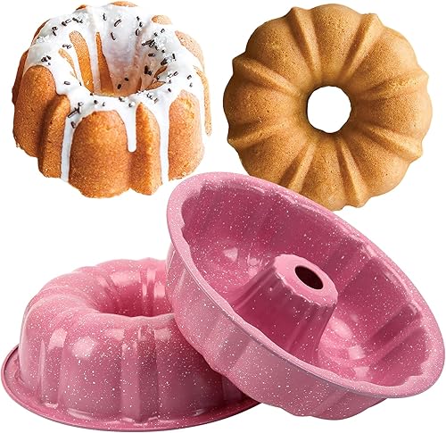 OAMCEG Paquete de 2 moldes antiadherentes para tartas Bunte de 9.5 pulgadas para hornear, 12 tazas de tubo de acero al carbono resistente, molde OAMCEG Paquete de 2 moldes antiadherentes para tartas Bunte de 9.5 pulgadas para hornear, 12 tazas de tubo de acero al carbono resistente, molde