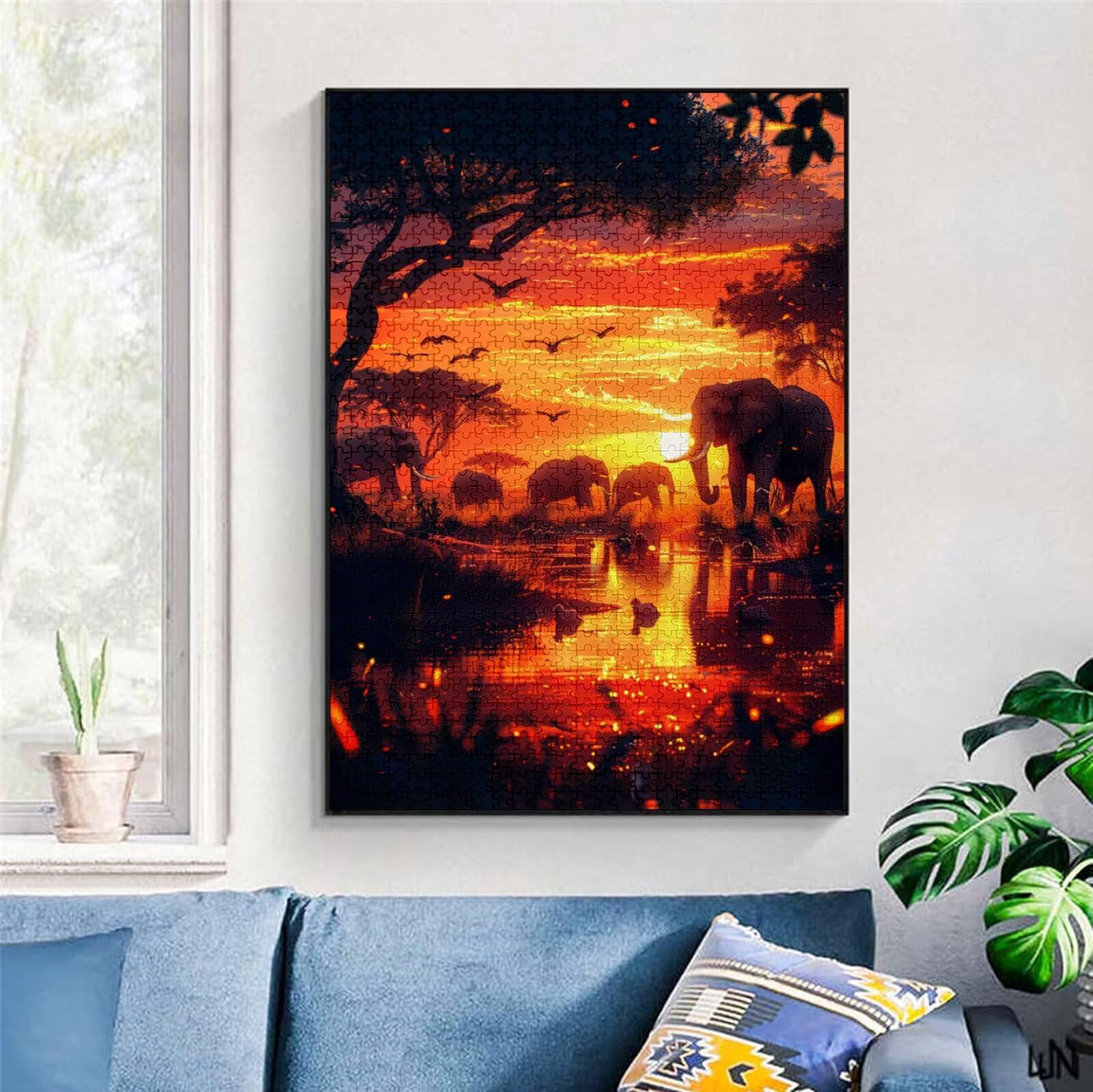 Puzzle 5000 Pezzi, 3 4 5 Anni Puzzle Africa 6 7 8 Anni Giochi Educativi Sostenibili Con Motivi Per Adulti Da Gioco in Legno Di Alta Qualità Jigsaw Elefante per Gioco Familiare, Regalo Natale H-2987