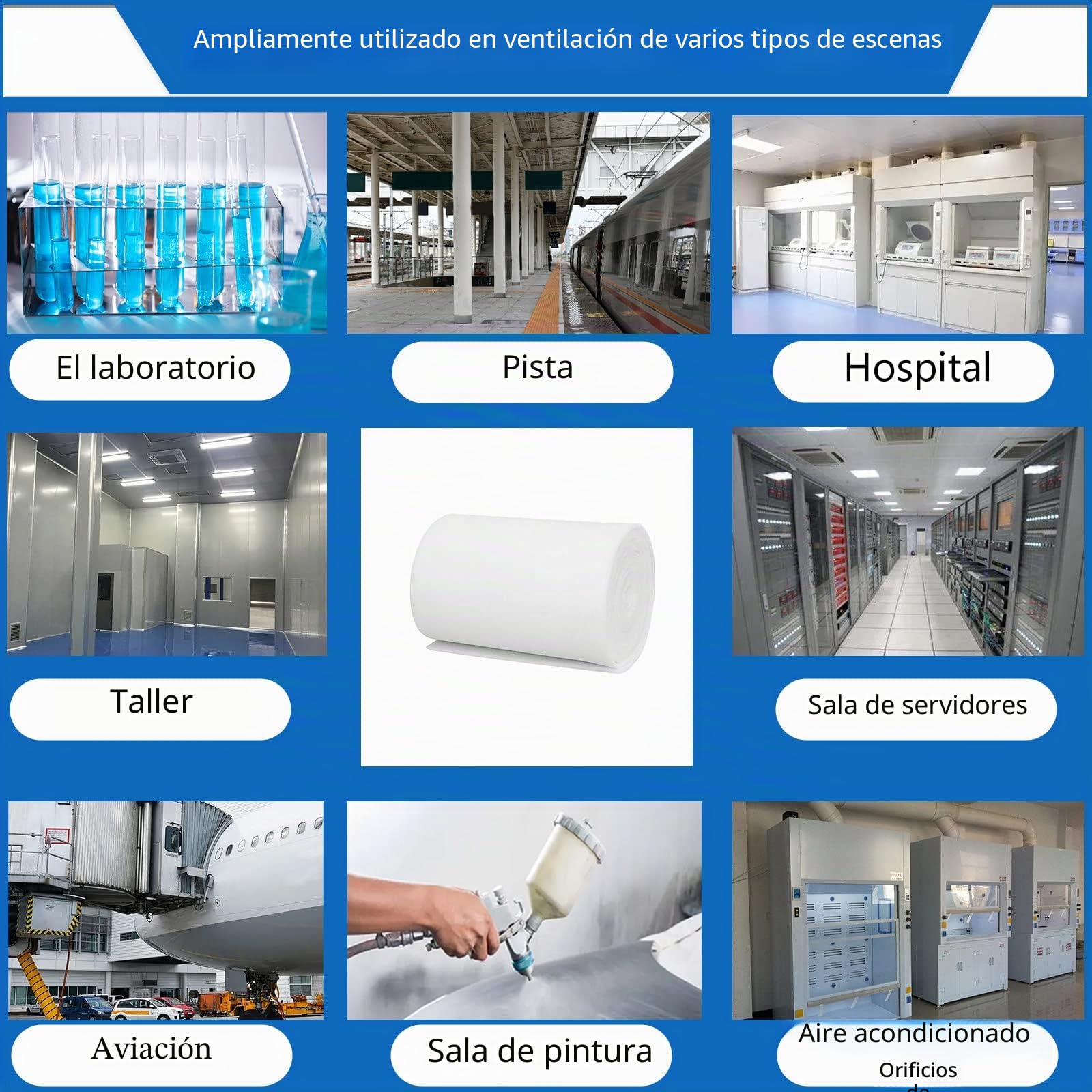 Rollo de filtro de aire poliéster universal 10x23x23 cm 30x30 cm 45x150 cm 45x250 cm
