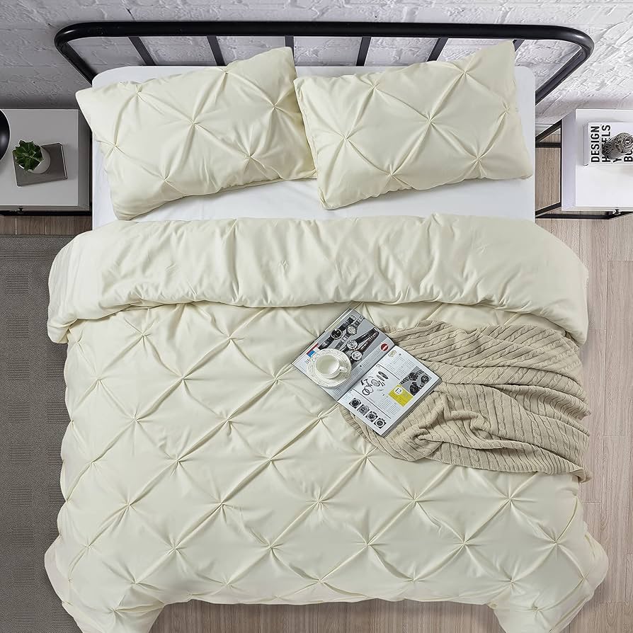 Amazon.com: Tyfitb Pinch Pleat Duvet Cover Twin Size Beige