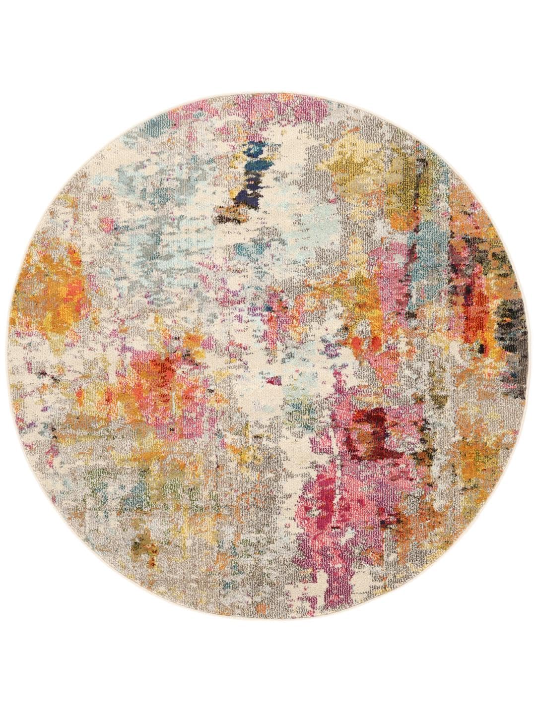 RugVista Fiona, Alfombra, Modernas, Ø 150 cm, Redondo, Pelo Medio, Sala de Estar, Dormitorio, Cocina, Pasillo, Limpieza en seco, Multicolore