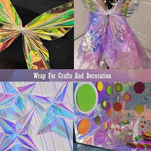 Vista 22 de CMFYHM Rollo de celofán negro iridiscente I de 34 pulgadas de ancho x 50 pies de largo, violonchelo colorido, perfecto para cestas, regalos