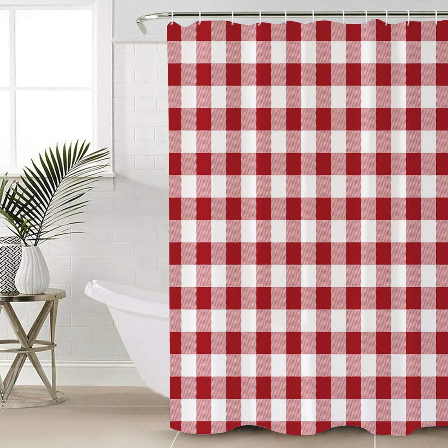 Farmhouse Red Plaid Shower Curtain Set Small 36" x 72