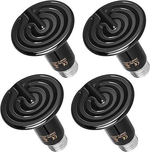 Miniatura 11 de HealSmart - Lámpara de calor para reptiles de 100 W, paquete de 2 unidades, emisor de calor de cerámica, sin emisión de luz, bombillas de calor