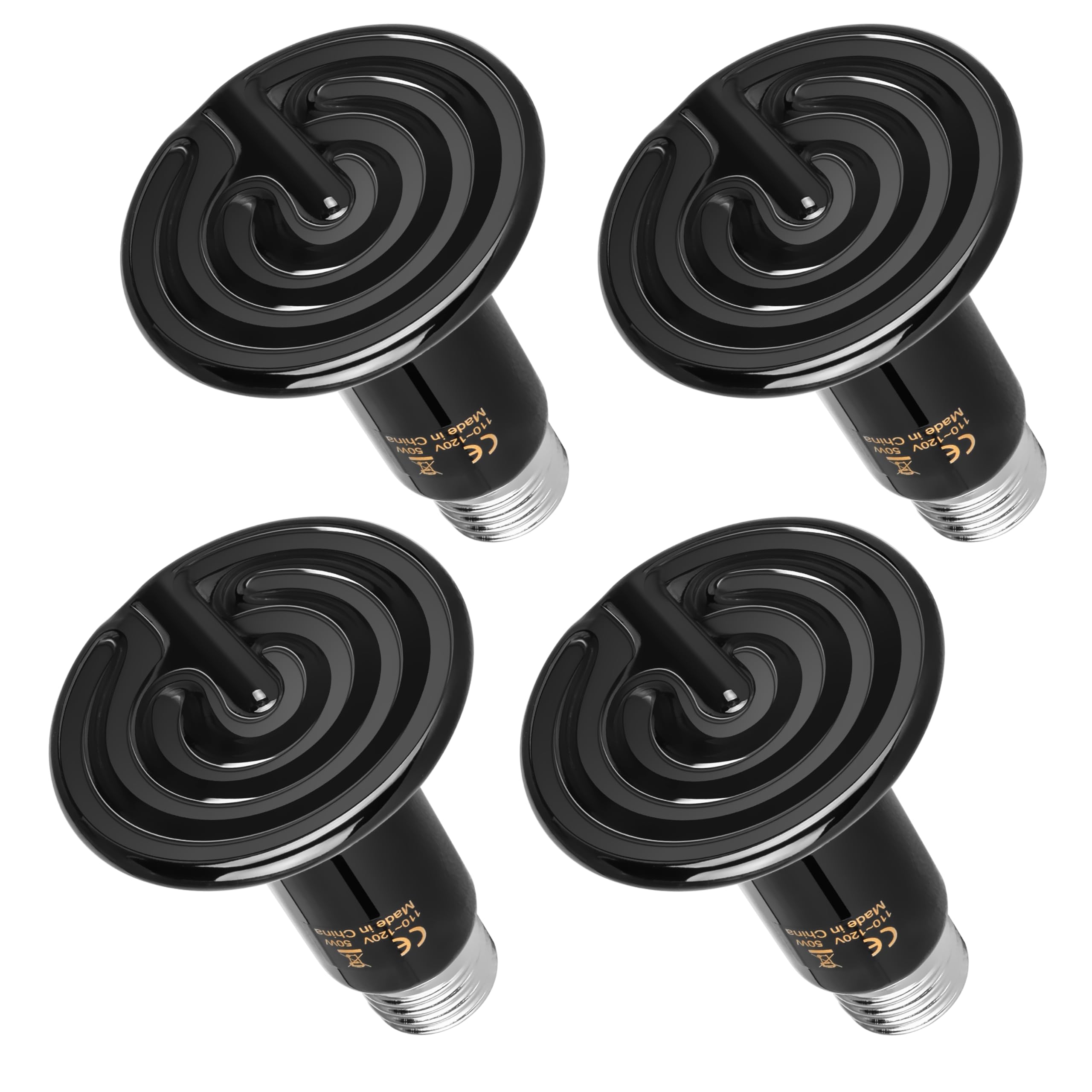 HealSmart 50W Reptile Heat Lamp Ceramic Heat Emitter, No Light Emitting Heat Bulbs, Suitable for Snake/Lizard/Spider, Plant Growth and Incubating