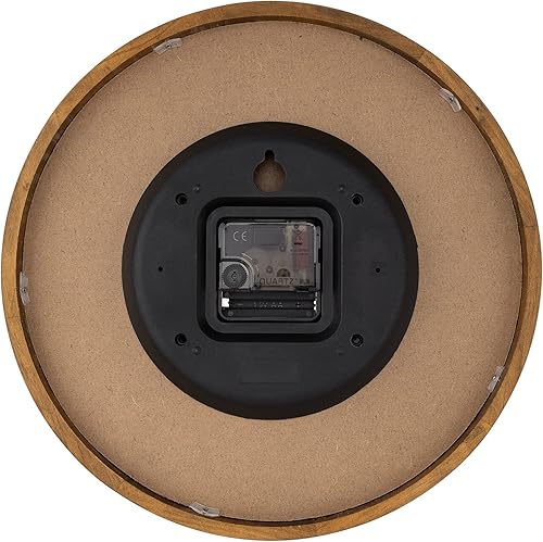 Miniatura 7 de Foxtop Reloj de pared de madera de 12 pulgadas, silencioso, sin tictac, funciona con pilas, reloj de pared redondo de cuarzo para dormitorio,