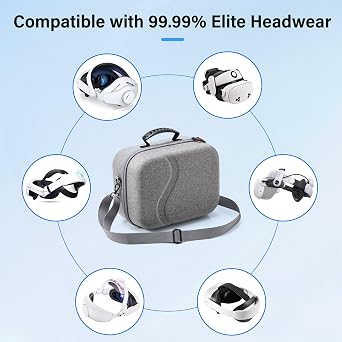 Large Carrying Case for Meta Quest 3S/3, Hard Travel Case Compatible with BOBOVR S3 Pro/KIWI Design Battery Head Strap, Quest Controller and Accessory, Portable Hard Shell Travel Bag, Grey