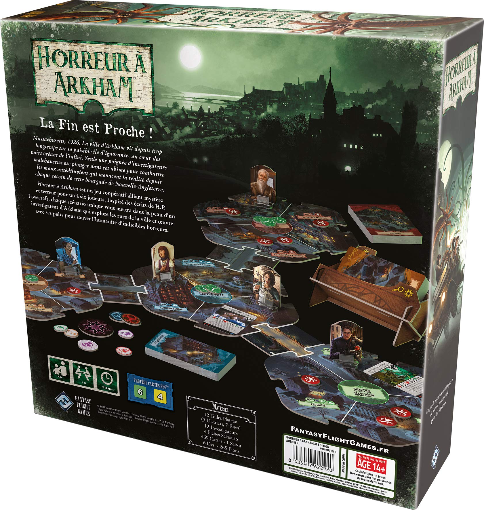 Asmodee - HORROR A ARKHAM : Gra karciana - Gra planszowa od 14 lat - Gra ewolucyjna i kooperacyjna - 1 do 4 graczy - 1-2 godziny - Świat H.P. Lovecraft - W języku francuskim - Fantasy Flight Games