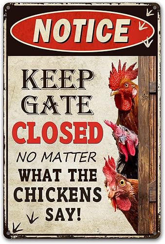 Bestylez Keep Gate Closed Sign Funny Chicken Coop Warning Sign Outdoor Chicken Decor 12" * 8" (261) disponible en Yaxa Colombia