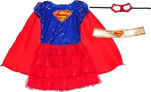 Miniatura 2 de Disfraz de lentejuelas de Superhéroes de DC Supergirl para niña bebé mayor de uno a dos años Un solo color