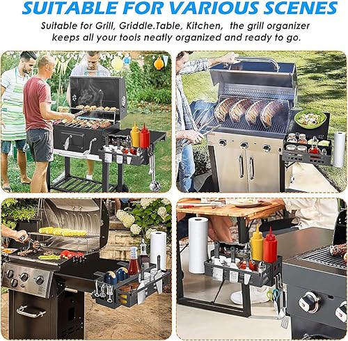 Miniatura 6 de YORKING Organizador de parrilla para parrillas Blackstone de 17"22"28"36", organizador de barbacoa que ahorra espacio, accesorios de barbacoa,