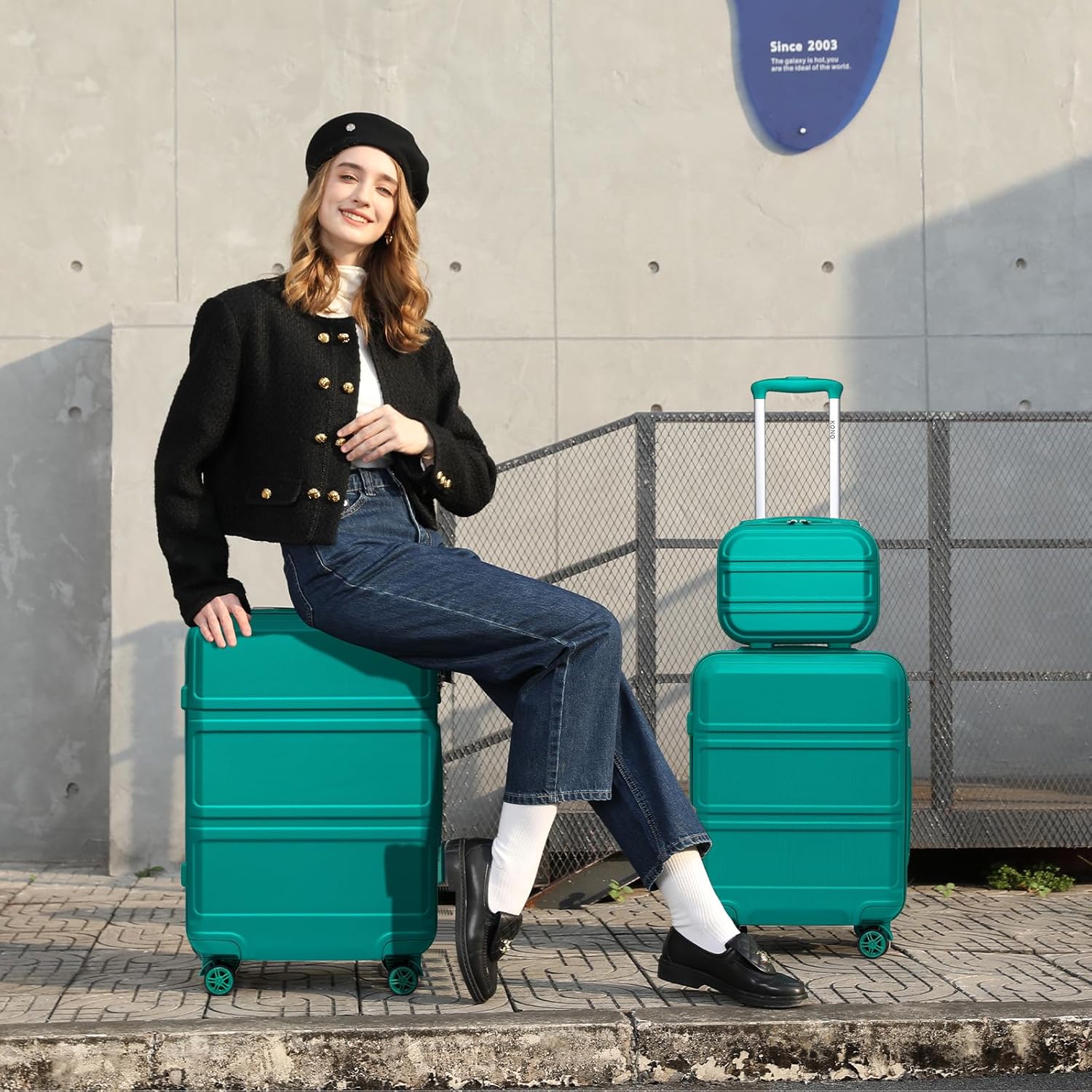 Kono 28 Inch Luggage Expandable Suitcase with Spinner Wheels TSA Lock Lightweight PC+ABS Hardside Large Checked Luggage Durable Rolling Suitcase Turquoise - Image 2