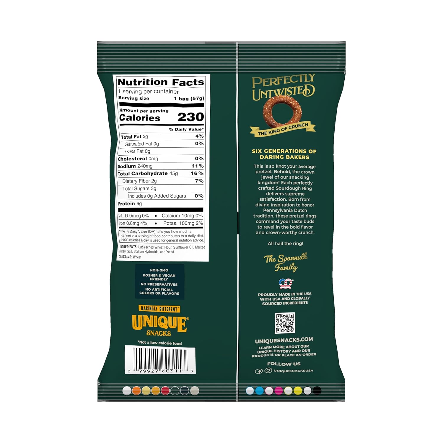 Unique Snacks Sourdough Craft Beer Pretzel Rings, Delicious Homestyle Baked Snack Bag, Vegan, OU Kosher, and Non-GMO Food, No Artificial Flavor, 2 Oz. Bag, Pack of 24