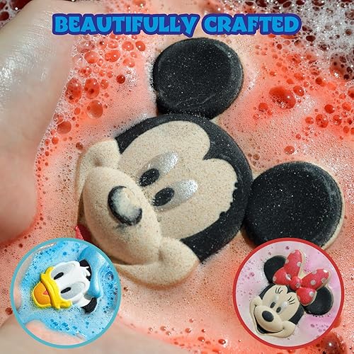 Miniatura 5 de Bombas de baño de Mickey, Minnie y Pato Donald para niños, colores brillantes de arcoíris, con aroma a bayas, para niños de 3 años en adelante, de