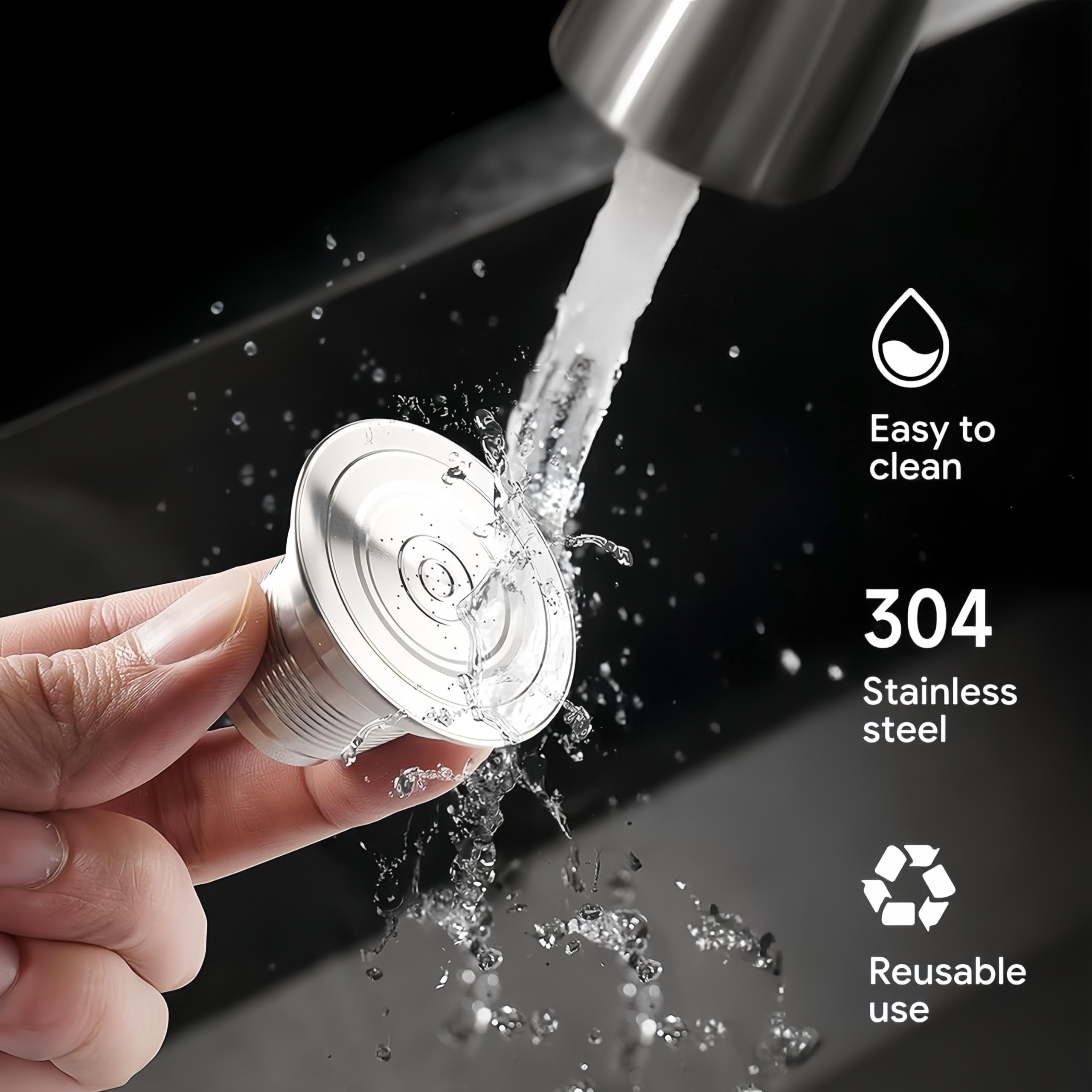 2 cápsulas de café reutilizables de acero inoxidable compatibles con L'OR Barista LM8012 / 60, cápsulas de café recargables de metal L'or Espresso con manipulación (grandes y pequeñas)