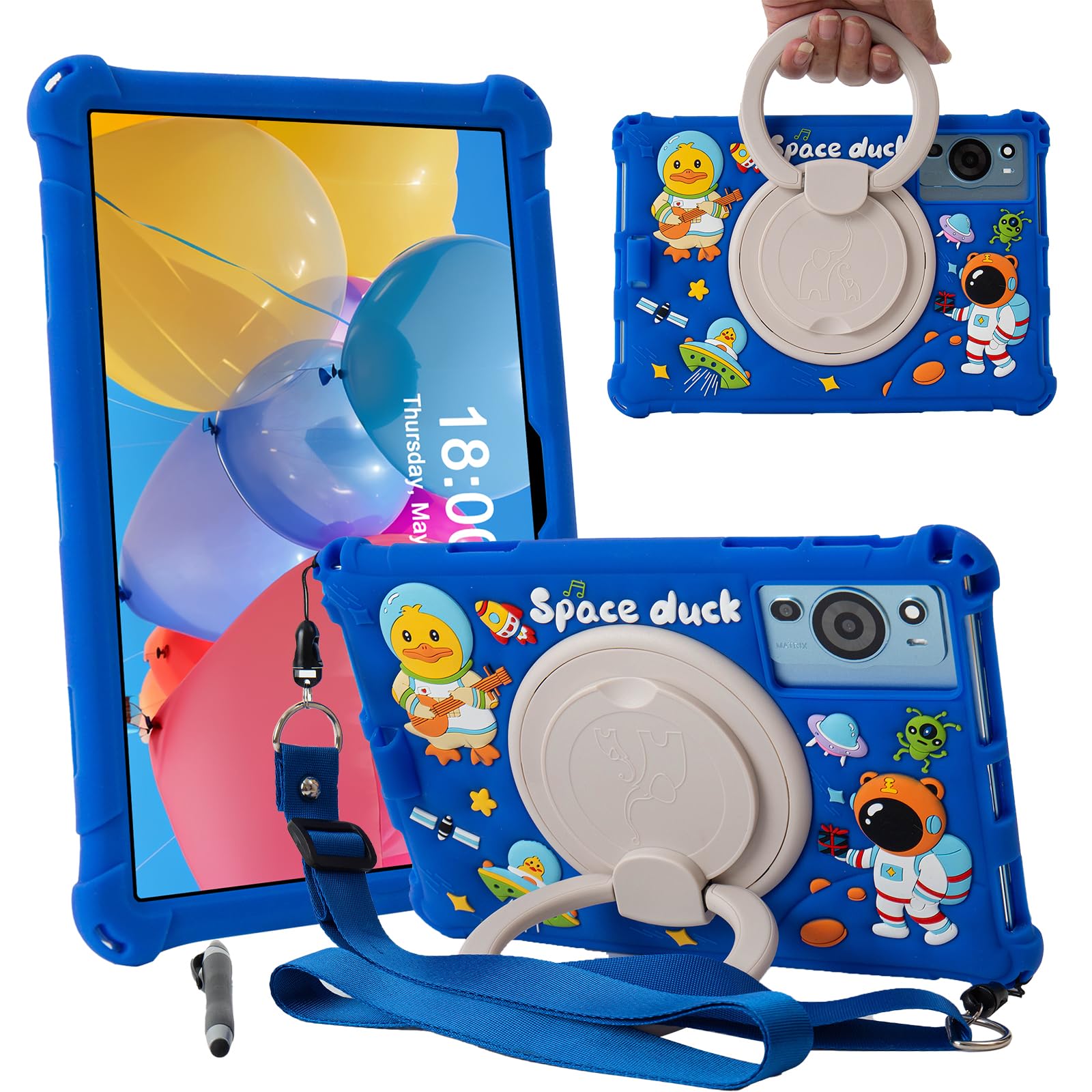 Kwamaz 10.1 inch Android Tablet Case for Callsky 10.1 inch Cpad 10/ROWT A10/Onn 10.1/ApoloSign EM101A/BYYBUO 10.1'',Blue