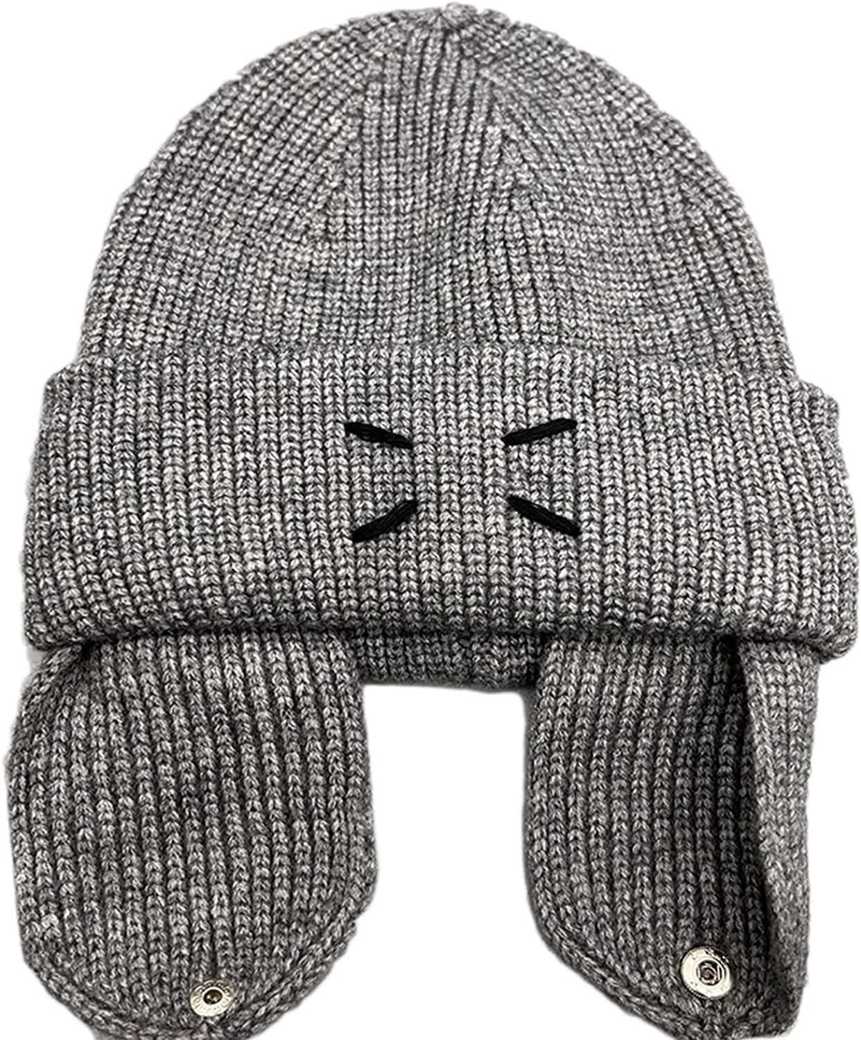 SKUZA Knitted Hat,Knit Beanie Hat for Girls Crochet Trapper Earflap Bucket Hat Cloche Hat Warm Cycling Beanie Winter Hat Windproof Caps
