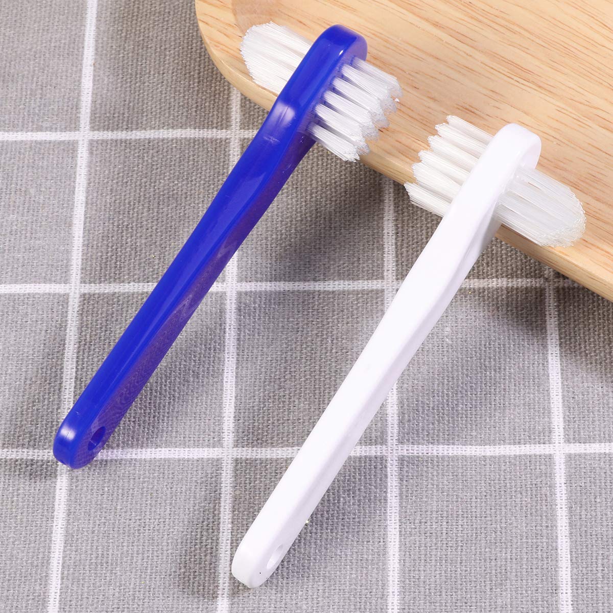 3 Pack Dual Head Denture Cleaning Brush Set - T-Shape Denture Dedicated Toothbrush Tool for Denture Care(2 x White + 1 x Blue) : Health & Household