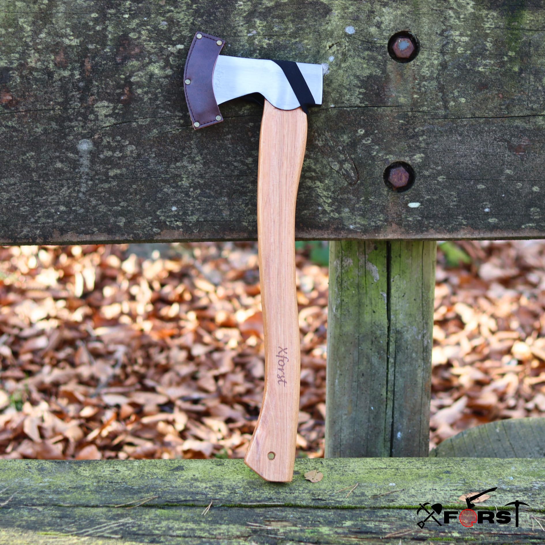 Xforst Hache X-AG3 – Hache Forestière 50 cm en Acier Forgé avec Manche en Bois de Hickory – 1,15 kg – Spaltaxt, Hache de Bois & Camping