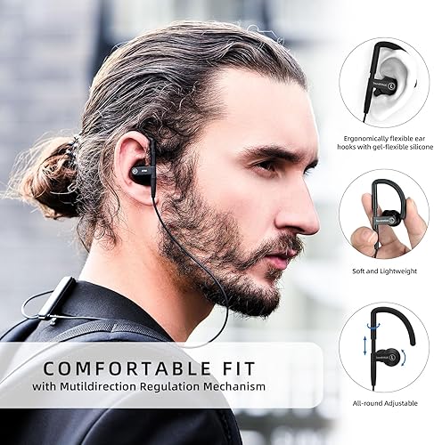 Miniatura 2 de SoundMAGIC ST80 - Auriculares Bluetooth con banda para el cuello, impermeables, con sonido estéreo de alta fidelidad, con cable, desmontables, con