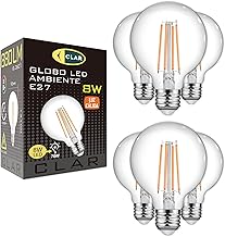 CLAR – Large LED Globe Bulb E27 8W Vintage Filament, Globe Bulb E27 (Pack of 6)