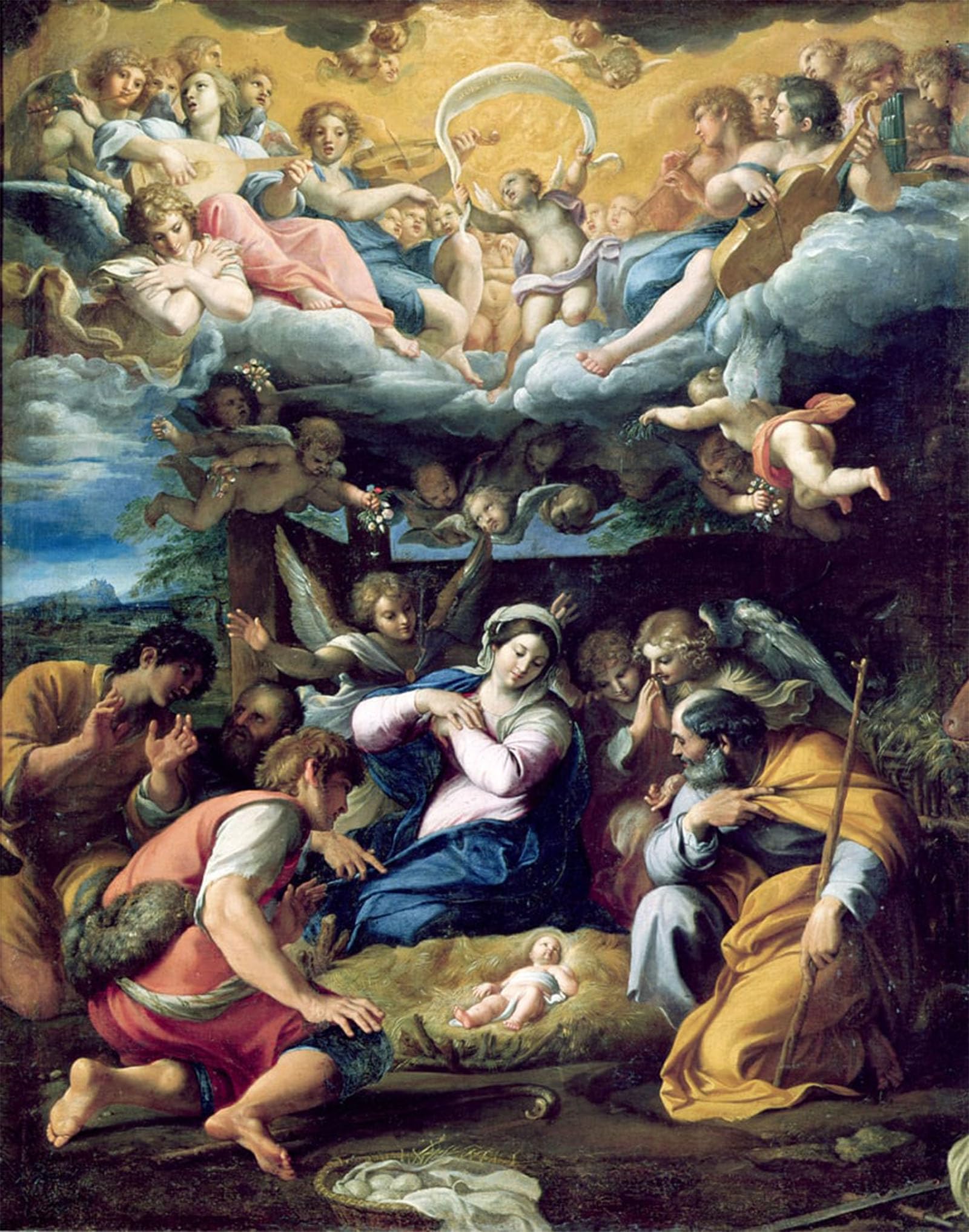 SERENDIPITP Vintage Picture Print on Canvas Wall Art Poster the Nativity by Annibale Carracci Artwork Print Poster for Wall Decor 60x90cm
