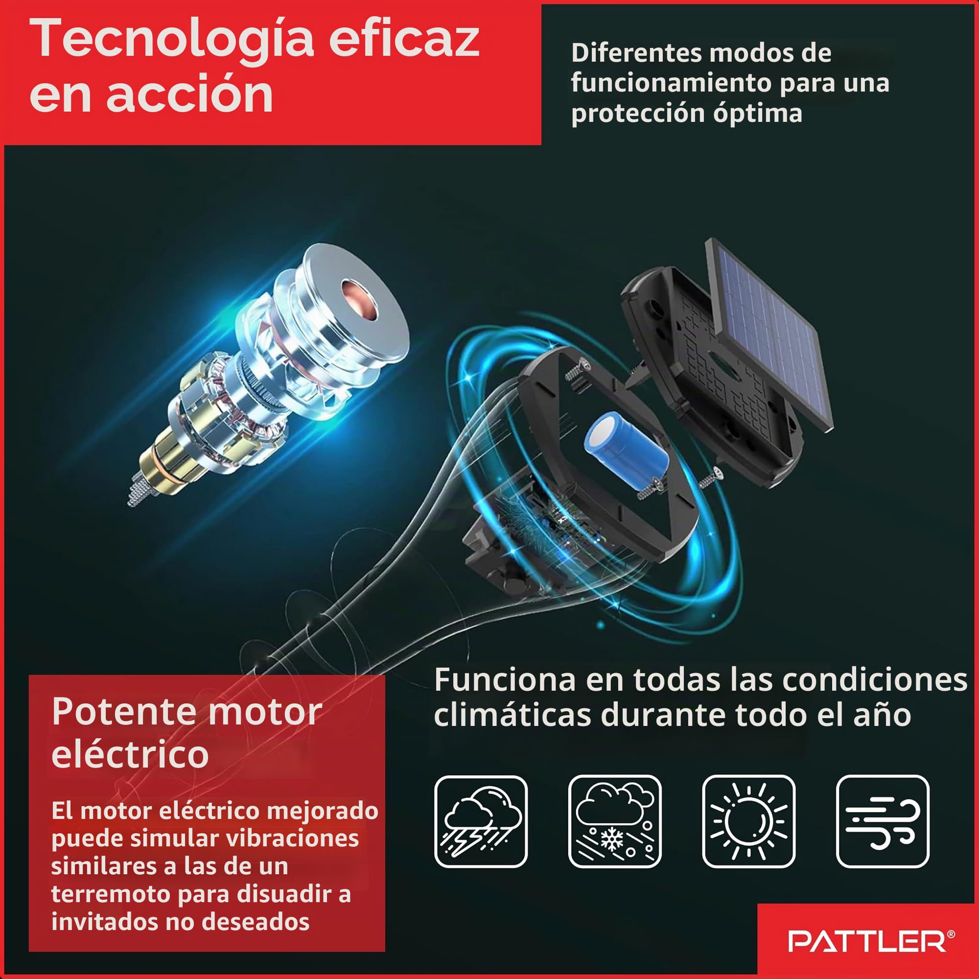 PATTLER® Juego de 2 distribuidores de Topos – Eficaz ahuyentar Topos en Aproximadamente 800 m² – Uso Flexible Gracias al módulo Solar – Innovador diseño de Tornillo Aumenta la eficacia