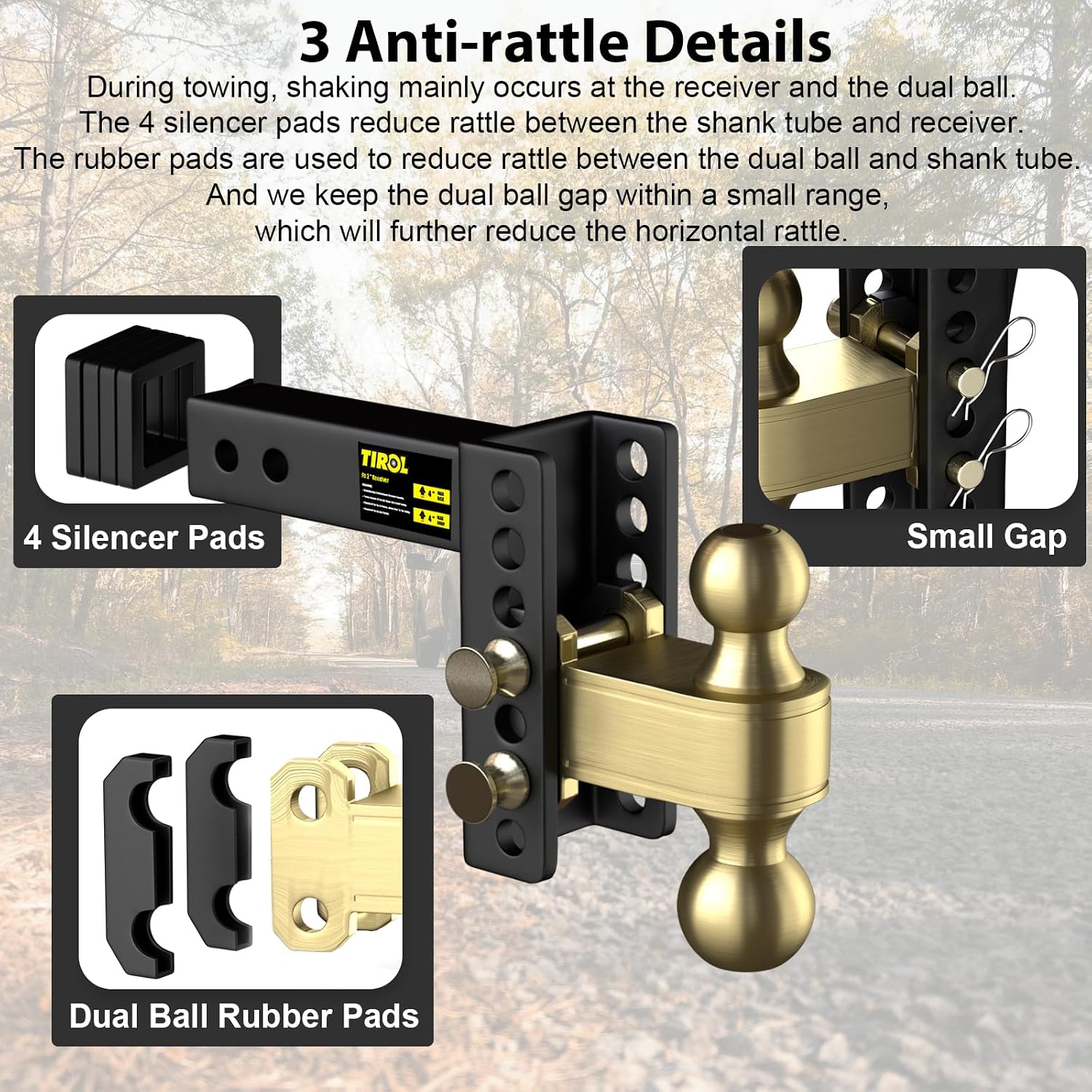 TIROL Adjustable Trailer Hitch 4 in Drop Hitch 2 inch Receiver 25000 LBS Heavy Duty Tow Hitch 4 inch Drop/Rise, 2" and 2-5/16" Dual Ball for Trucks, RVs, Campers
