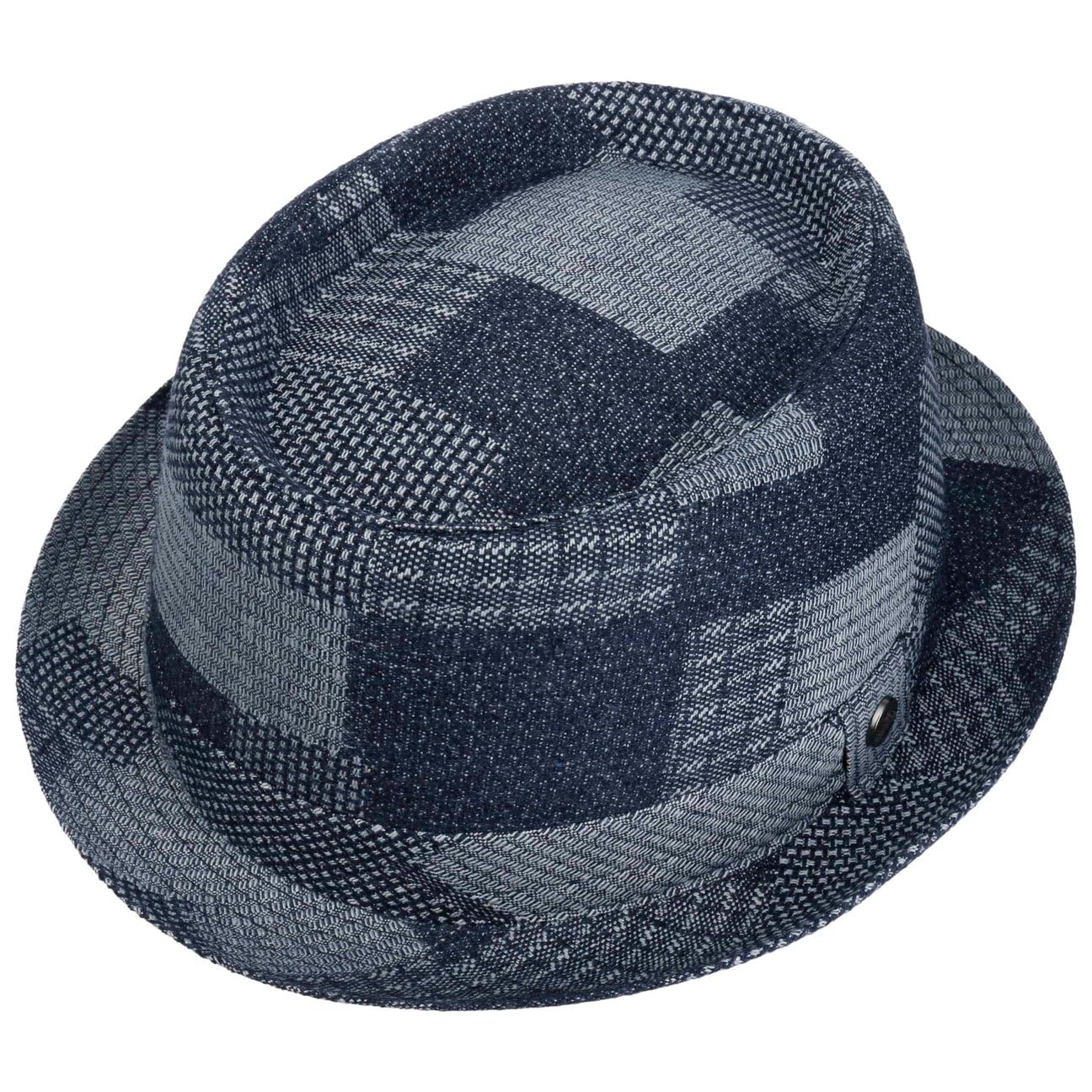 Lierys Chapeau Denim Patchwork Pork Pie Femme/Homme - Made in Italy Porkpie en Coton avec Doublure Printemps-ete Ete
