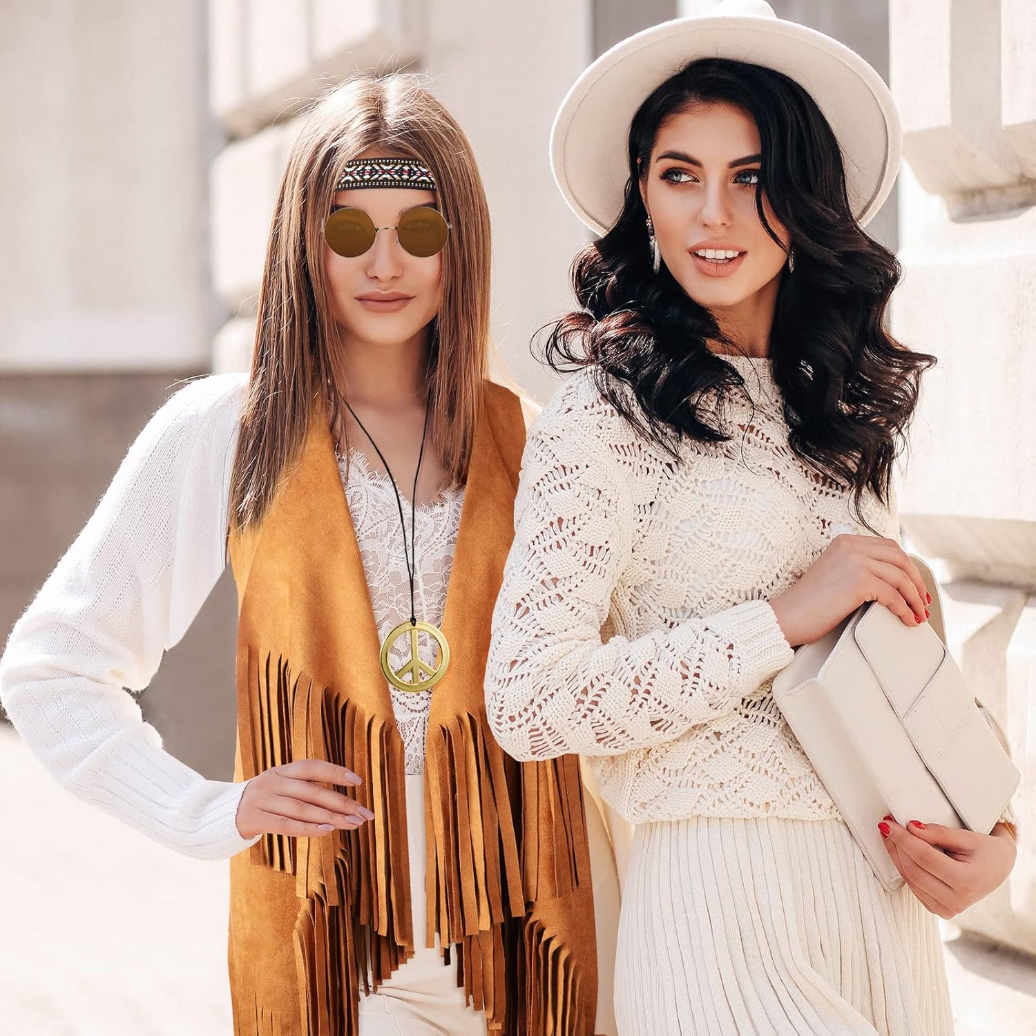 5 Pcs 60s 70s Outfits for Women Disco Hippie Costume Clothes Cowgirl Fringe Vest Accessories for Carnival Party - Image 4